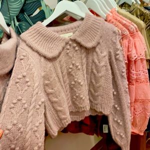 Berget Cropped collared sweater LoveShackFancy